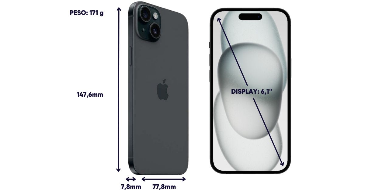 Dimensiones y peso iPhone 15